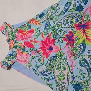 Andree by Unit Floral Sleeveless Halter Dress, in‎ Pink and Blue, Lined, Size 1X